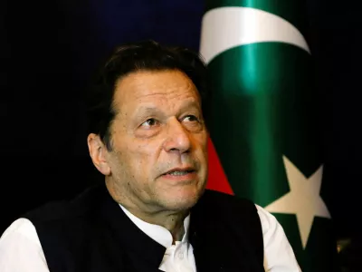 FILE PHOTO: Former Pakistani Prime Minister Imran Khan pauses as he speaks with Reuters during an interview, in Lahore, Pakistan March 17, 2023. REUTERS/Akhtar Soomro//File Photo