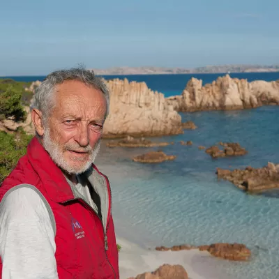 Italy - January 5, 2025.Mauro Morandi has died at the age of 85...Italy, Budelli island (Sardinia) - April 28, 2021.Italian Mauro Morandi (82) is to leave the island where he has lived alone for more than 30 years after pressure from local authorities..Morandi is known as the modern Robinson Crusoe.Archive file.,Image: 952042382, License: Rights-managed, Restrictions: * France, Germany and Italy Rights Out *, Model Release: no