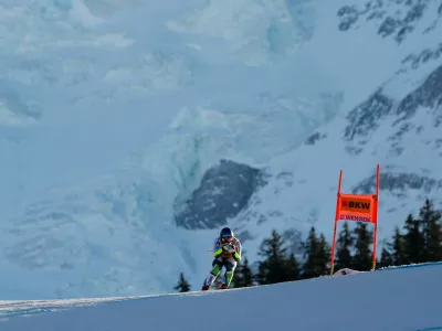 Alpine Skiing - FIS Alpine Ski World Cup - Men's Super G - Wengen, Switzerland - January 17, 2025 Slovenia's Miha Hrobat in action REUTERS/Denis Balibouse