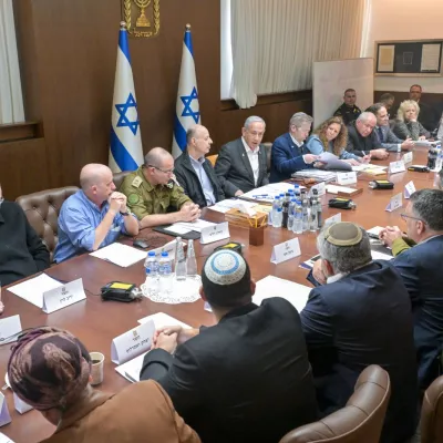 HANDOUT - 17 January 2025, Israel, Jerusalem: Israeli Prime Minister Benjamin Netanyahu chairs a Security Cabinet meeting on the ceasefire agreement with Hamas. Photo: Koby Gideon/GPO/dpa - ATTENTION: editorial use only and only if the credit mentioned above is referenced in full