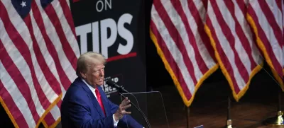 FILE - Republican presidential nominee former President Donald Trump speaks at a campaign rally in Asheville, N.C., Aug. 14, 2024. (AP Photo/Matt Rourke)