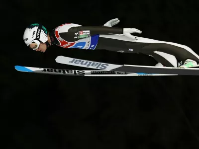 Ski Jumping - FIS Ski Jumping World Cup - Zakopane, Poland - January 18, 2025 Slovenia's Anze Lanisek in action during the Men's Team HS140 first round REUTERS/Kacper Pempel