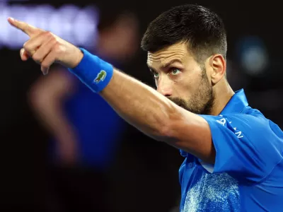 Tennis - Australian Open - Melbourne Park, Melbourne, Australia - January 17, 2025 Serbia's Novak Djokovic gestures as he celebrates winning his third round match against Czech Republic's Tomas Machac REUTERS/Edgar Su