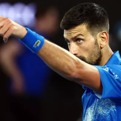 Tennis - Australian Open - Melbourne Park, Melbourne, Australia - January 17, 2025 Serbia's Novak Djokovic gestures as he celebrates winning his third round match against Czech Republic's Tomas Machac REUTERS/Edgar Su