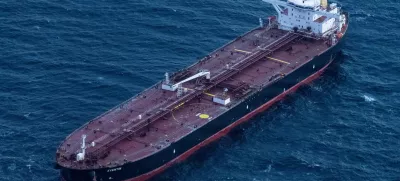 10 January 2025, Mecklenburg-Western Pomerania, ---: A view of the unmaneuverable oil tanker "Eventin" off the coast of the island of Ruegen. The oil tanker, which flies the flag of Panama, drifted for several hours in the Baltic Sea off the coast of Ruegen, unable to maneuver - German emergency services secured the ship in the afternoon. Photo: Stefan Sauer/dpa