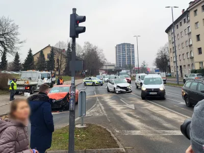 Prometna nesreča na Tivolski cesti v Ljubljani.