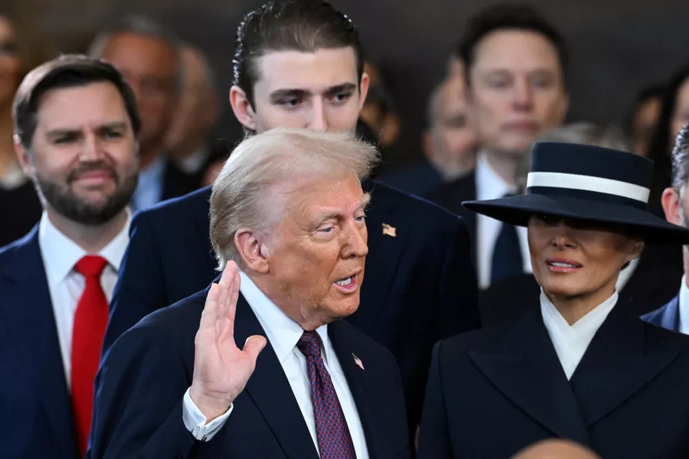 Donald Trump is sworn in as the 47th US President in the US Capitol Rotunda in Washington, DC, on January 20, 2025.  SAUL LOEB/Pool via REUTERS  TPX IMAGES OF THE DAY