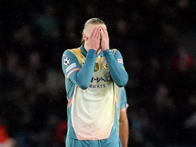 22 January 2025, France, Paris: Manchester City's Erling Haaland looks dejected after the UEFA Champions League soccer match between Paris Saint Germain and Manchester City at Parc des Princes. Photo: Adam Davy/PA Wire/dpa