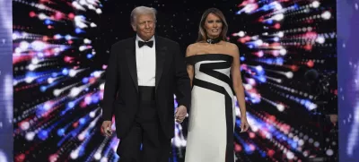 President Donald Trump and first lady Melania Trump arrive at the Liberty Ball, part of the 60th Presidential Inauguration, Monday, Jan. 20, 2025, in Washington. (AP Photo/Evan Vucci)