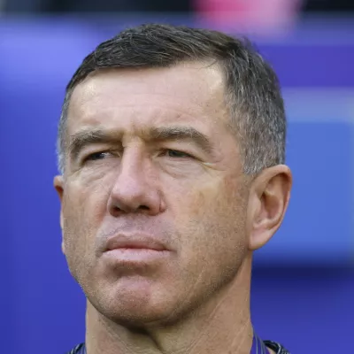 Uzbekistan's Slovenian coach Srecko Katanec looks on ahead of the Qatar 2023 AFC Asian Cup football match between Uzbekistan and Thailand at Al-Janoub Stadium in al-Wakrah, south of Doha, on January 30, 2024.,Image: 841835050, License: Rights-managed, Restrictions:, Model Release: no