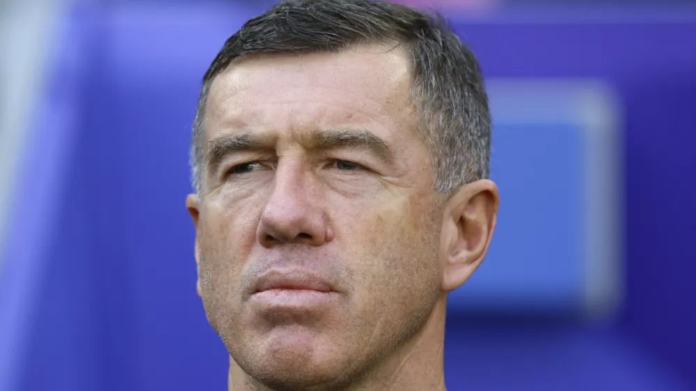 Uzbekistan's Slovenian coach Srecko Katanec looks on ahead of the Qatar 2023 AFC Asian Cup football match between Uzbekistan and Thailand at Al-Janoub Stadium in al-Wakrah, south of Doha, on January 30, 2024.,Image: 841835050, License: Rights-managed, Restrictions:, Model Release: no