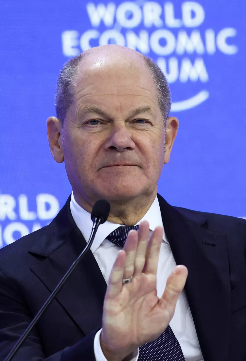 German Chancellor Olaf Scholz attends the 55th annual World Economic Forum (WEF) meeting in Davos, Switzerland, January 21, 2025. REUTERS/Yves Herman