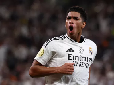 Soccer Football - Spanish Super Cup - Semi Final - Real Madrid v RCD Mallorca - King Abdullah Sports City, Jeddah, Saudi Arabia - January 9, 2025 Real Madrid's Jude Bellingham celebrates scoring their first goal REUTERS/Pedro Nunes  TPX IMAGES OF THE DAY / Foto: Pedro Nunes