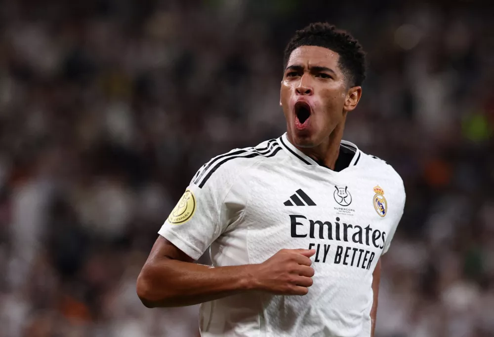 Soccer Football - Spanish Super Cup - Semi Final - Real Madrid v RCD Mallorca - King Abdullah Sports City, Jeddah, Saudi Arabia - January 9, 2025 Real Madrid's Jude Bellingham celebrates scoring their first goal REUTERS/Pedro Nunes  TPX IMAGES OF THE DAY / Foto: Pedro Nunes