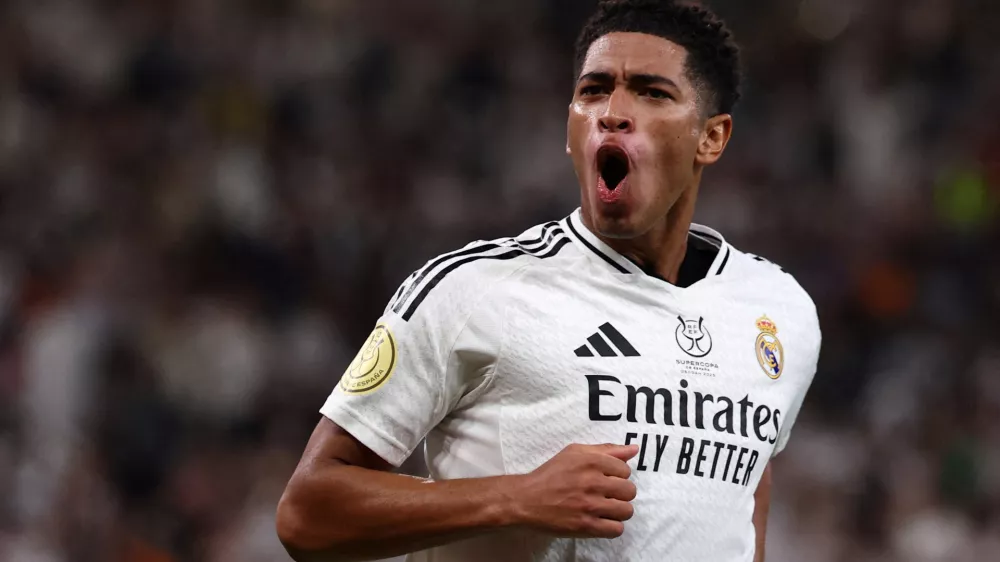 Soccer Football - Spanish Super Cup - Semi Final - Real Madrid v RCD Mallorca - King Abdullah Sports City, Jeddah, Saudi Arabia - January 9, 2025 Real Madrid's Jude Bellingham celebrates scoring their first goal REUTERS/Pedro Nunes  TPX IMAGES OF THE DAY / Foto: Pedro Nunes