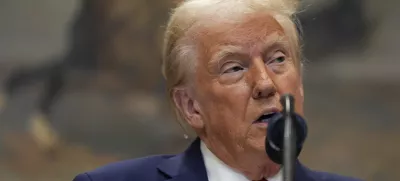 President Donald Trump speaks in the Roosevelt Room of the White House, Tuesday, Jan. 21, 2025, in Washington. (AP Photo/Julia Demaree Nikhinson)