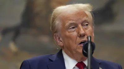 President Donald Trump speaks in the Roosevelt Room of the White House, Tuesday, Jan. 21, 2025, in Washington. (AP Photo/Julia Demaree Nikhinson)