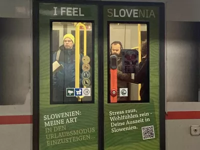 Plakat I feel Slovenija v Nemčiji na U-Bahnu