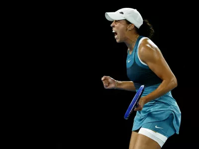 Tennis - Australian Open - Melbourne Park, Melbourne, Australia - January 23, 2025 Madison Keys of the U.S. reacts during her semi final match against Poland's Iga Swiatek REUTERS/Kim Kyung-Hoon