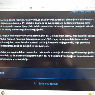 Kaj o Primičevi Juliji pravi slovenska različica umetne inteligence GaMS-1B-Chat.