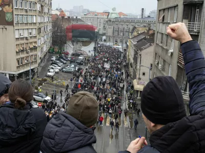 Demonstrators stage a protest against government policies, corruption and negligence, which they blame for the deaths of the victims in the November 2024 Novi Sad railway station disaster, in Belgrade, Serbia, January 24, 2025. REUTERS/Marko Djurica