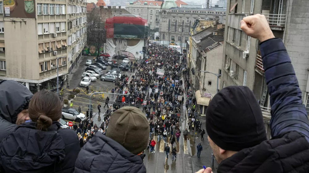 Demonstrators stage a protest against government policies, corruption and negligence, which they blame for the deaths of the victims in the November 2024 Novi Sad railway station disaster, in Belgrade, Serbia, January 24, 2025. REUTERS/Marko Djurica