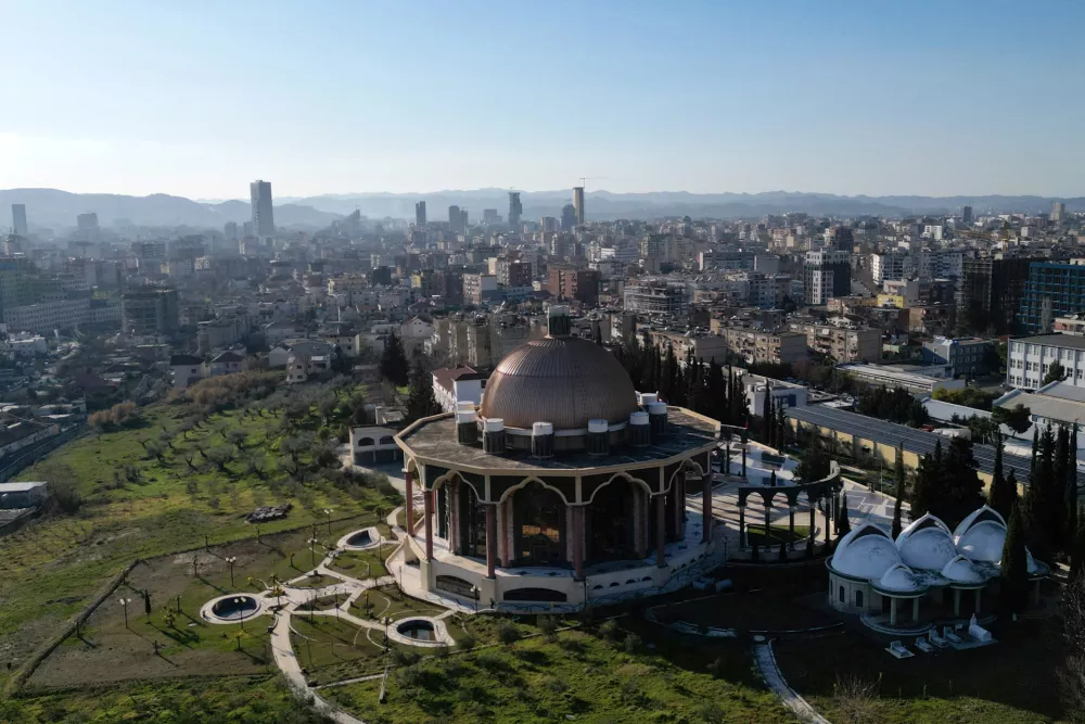 A drone view shows Bektashi World Center where Albania's Prime Minister Edi Rama plans to create a Vatican-style state for the Islamic Bektashi Order in Tirana, Albania January 25, 2025. REUTERS/Florion Goga