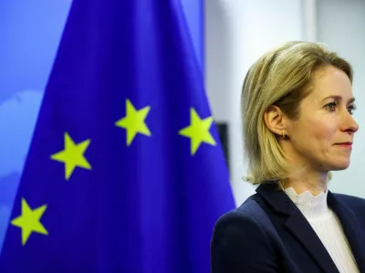 FILE PHOTO: EU High Representative for Foreign Affairs and Security Policy Kaja Kallas pictured on the day of her meeting with Palestinian Prime Minister Mohammad Mustafa, in Brussels, Belgium January 17, 2025. REUTERS/Johanna Geron/File Photo