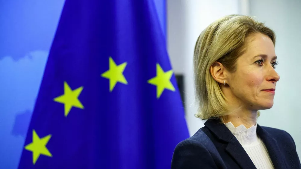 FILE PHOTO: EU High Representative for Foreign Affairs and Security Policy Kaja Kallas pictured on the day of her meeting with Palestinian Prime Minister Mohammad Mustafa, in Brussels, Belgium January 17, 2025. REUTERS/Johanna Geron/File Photo