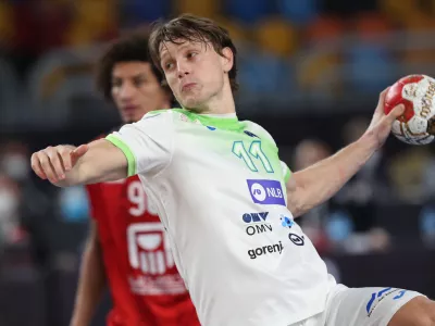 ﻿Handball - 2021 IHF Handball World Championship - Main Round Group 4 - Slovenia v Egypt - Cairo Stadium Hall 1, Cairo, Egypt - January 24, 2021 Slovenia's Jure Dolenec in action Pool via REUTERS/Mohamed Abd El Ghany