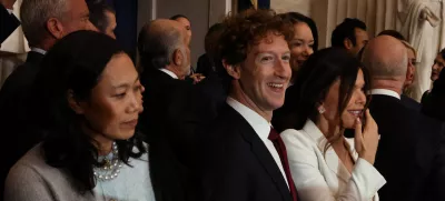 WASHINGTON, DC - JANUARY 20: Priscilla Chan, Meta and Facebook CEO Mark Zuckerberg, and Lauren S?nchez attend the inauguration of U.S. President-elect Donald Trump in the Rotunda of the U.S. Capitol on January 20, 2025 in Washington, DC. Donald Trump takes office for his second term as the 47th president of the United States.  Chip Somodevilla/Pool via REUTERS