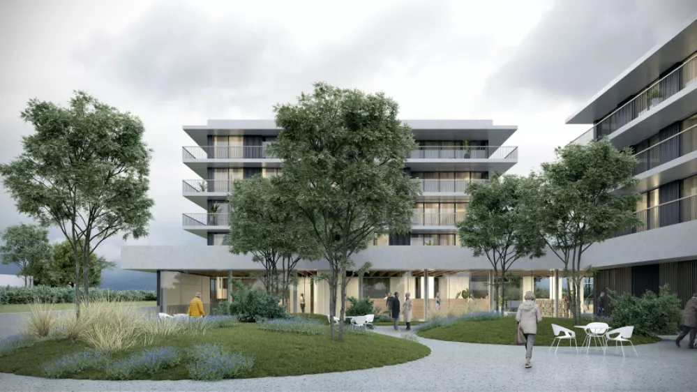 Novi dom za starejše na Zlatem polju bo umeščen na zemljišču med Bleiweisovo cesto in Gimnazijo Franceta Prešerna. Vir: MOK