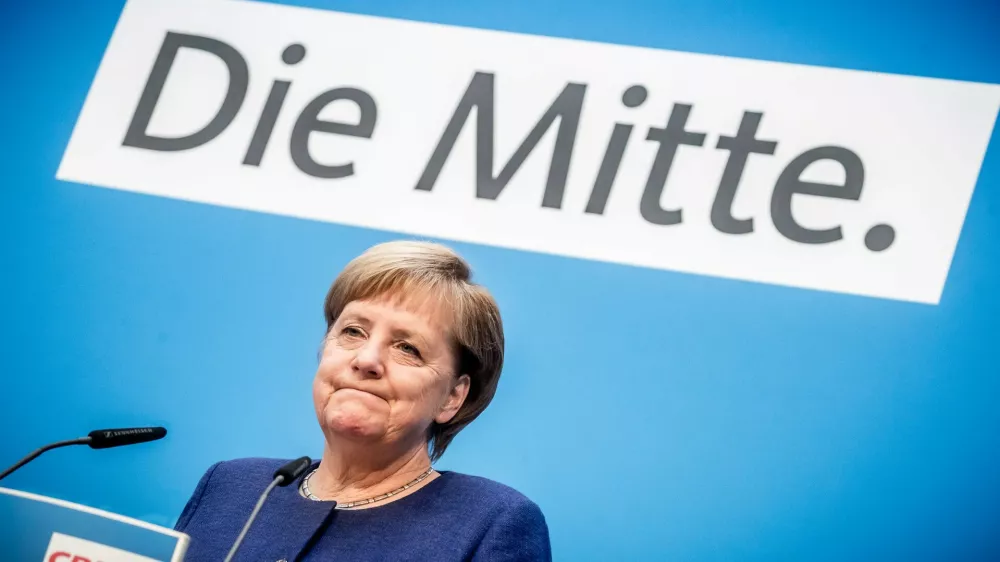 FILED - 05 November 2018, Berlin: Then German Chancellor Angela Merkel of the Christian Democratic Union (CDU) speaks at a press conference at the CDU headquarters. Former German chancellor Angela Merkel on Thursday criticized her opposition centre-right Christian Democrats (CDU) for passing a motion in parliament for hard-line reforms to migration policy with votes from the far-right Alternative for Germany (AfD). Photo: Michael Kappeler/dpa