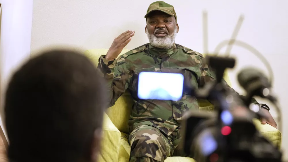 Rebel leader of rebel group of Alliance Fleuve Congo (AFC) including M23, Corneille Nangaa, speaks during an interview with Associated Press in Goma, Democratic republic of the Congo, Thursday, Jan. 30, 2025. (AP Photo/Brian Inganga)