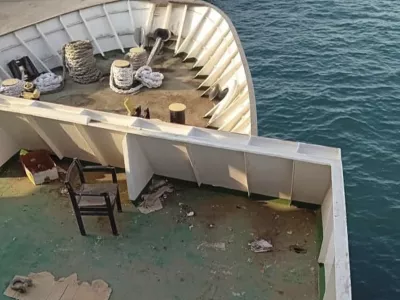 FILE - This photo provided by Abdul Nasser Saleh shows the deck of the cargo ship Al-Maha, abandoned by its owners, at the seaport of Jeddah, Saudi Arabia, in January 2024. Saleh lived and worked on the Al-Maha for nearly a decade without pay. (Courtesy Abdul Nasser Saleh via AP, File)