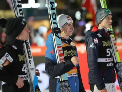 Ski Jumping - FIS Ski Jumping World Cup - Willingen, Germany - February 1, 2025 Austria's Daniel Tschofenig celebrates after winning the men's individual HS147 REUTERS/Wolfgang Rattay