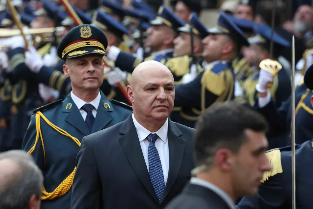 FILE PHOTO: Lebanon's army chief Joseph Aoun walks after being elected as the country's President at the parliament building in Beirut, Lebanon, January 9, 2025. REUTERS/Mohamed Azakir/File Photo