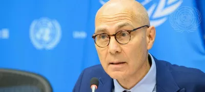 Volker Türk, United Nations High Commissioner for Human Rights, briefs reporters after he presented a report to the Third Committee at UN Headquarters.