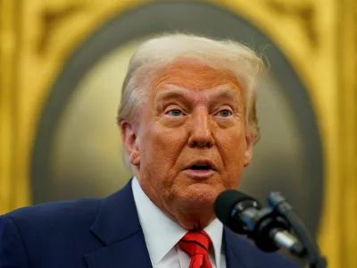 FILE PHOTO: U.S. President Donald Trump speaks on the day of Pam Bondi's swearing in ceremony as U.S. Attorney General, at the White House in Washington, U.S., February 5, 2025. REUTERS/Kent Nishimura/File Photo