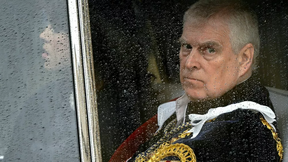 FILE PHOTO: Britain's Prince Andrew leaves Westminster Abbey following the coronation ceremony of Britain's King Charles and Queen Camilla, in London, Britain May 6, 2023. REUTERS/Toby Melville/Pool/File Photo