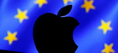 FILE PHOTO: A 3D printed Apple logo is seen in front of a displayed European Union flag in this illustration taken September 2, 2016. REUTERS/Dado Ruvic/Illustration/File Photo