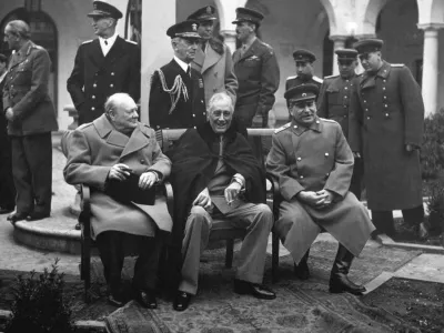 Veliki trije: Winston Churchill, Franklin D. Roosevelt in Josif Stalin. / Foto: Avtor Neznan