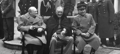 Veliki trije: Winston Churchill, Franklin D. Roosevelt in Josif Stalin. / Foto: Avtor Neznan