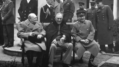 Veliki trije: Winston Churchill, Franklin D. Roosevelt in Josif Stalin. / Foto: Avtor Neznan