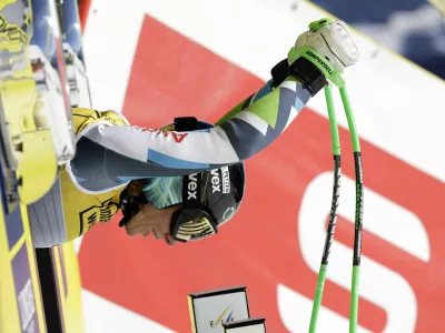 Alpine Skiing - FIS Alpine World Ski Championships - Women's Downhill Training - Saalbach, Austria - February 4, 2025 Slovenia's Ilka Stuhec reacts REUTERS/Leonhard Foeger