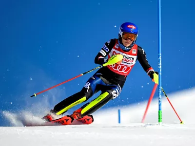 Alpine Skiing - FIS Alpine ski World Cup - Women's Slalom - Are, Sweden - March 10, 2024 Mikaela Shiffrin of the U.S. in action Pontus Lundahl/TT News Agency via REUTERS   ATTENTION EDITORS - THIS IMAGE WAS PROVIDED BY A THIRD PARTY. SWEDEN OUT. NO COMMERCIAL OR EDITORIAL SALES IN SWEDEN.