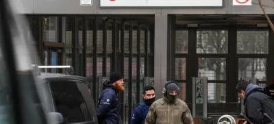 Security personnel secure the area at the Clemenceau metro station, after a shooting took place in Brussels, Belgium February 5, 2025. REUTERS/Yves Herman TPX IMAGES OF THE DAY