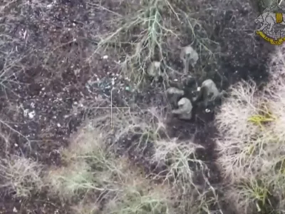 This image made from a video provided by Ukrainian Presidential Press Office on Jan. 11, 2025, shows Ukrainian forces capturing two North Korean soldiers fighting alongside Russian forces in Russia's Kursk border region. (Ukrainian Presidential Press Office via AP)