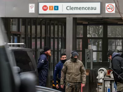 Security personnel secure the area at the Clemenceau metro station, after a shooting took place in Brussels, Belgium February 5, 2025. REUTERS/Yves Herman TPX IMAGES OF THE DAY