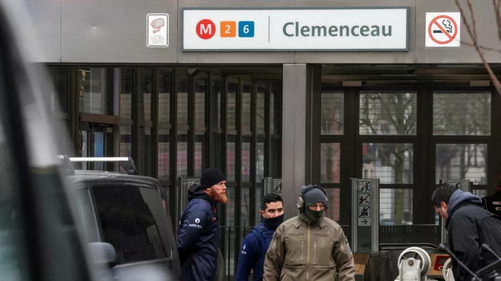 Security personnel secure the area at the Clemenceau metro station, after a shooting took place in Brussels, Belgium February 5, 2025. REUTERS/Yves Herman TPX IMAGES OF THE DAY